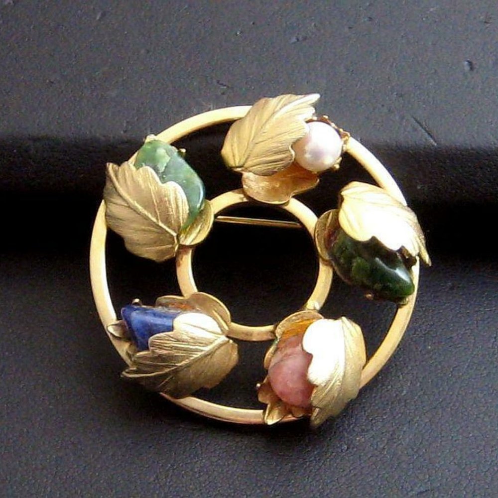 Vintage Lady Coventry semi precious stones Brooch - Picture 2 of 3
